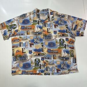 Matt Rider Men’s Route 66 Hawaiian Shirt Retro Cars Pin Up USA Aloha 4XL